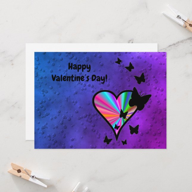 Rainbowheart und Butterfly Karte (Vorderseite/Rückseite Beispiel)