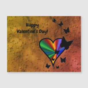 Rainbowheart und Butterfly Magnetkarte