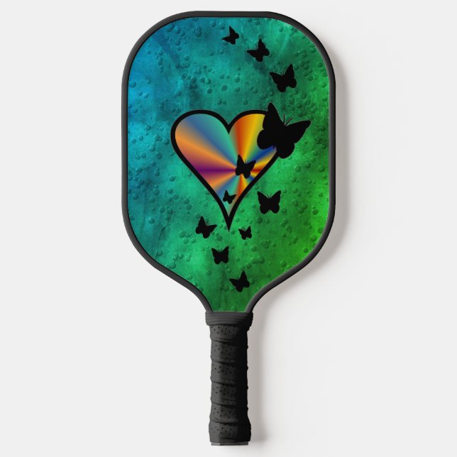 Rainbowheart und Butterfly Pickleball Schläger (Vorderseite)