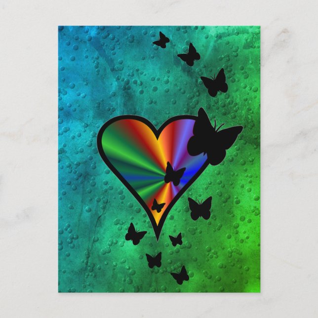 Rainbowheart und Butterfly Postkarte (Vorderseite)