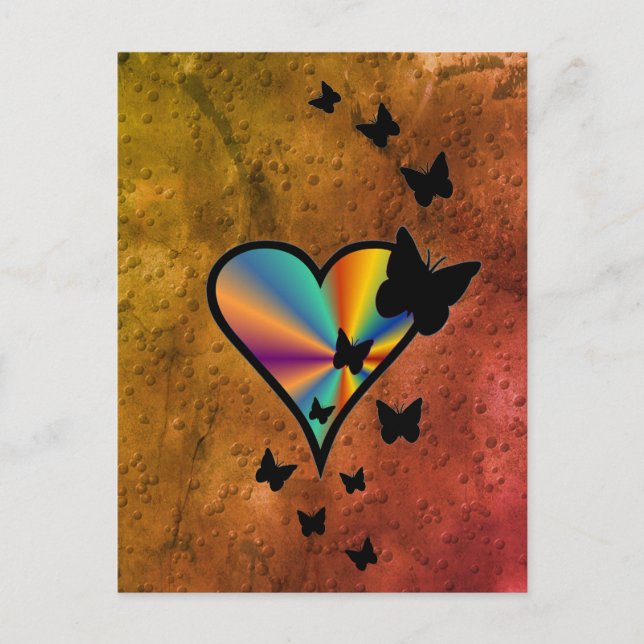 Rainbowheart und Butterfly Postkarte (Vorderseite)