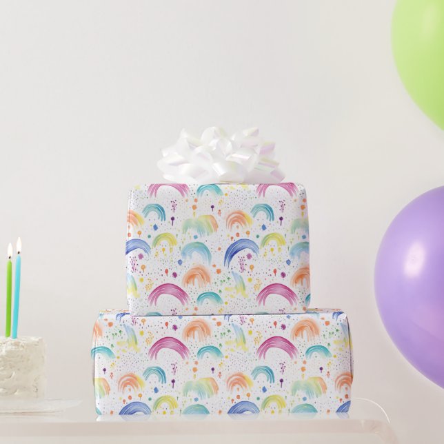 Rainbows and Rainbow Colored Flowers Geschenkpapier (Partygeschenke)