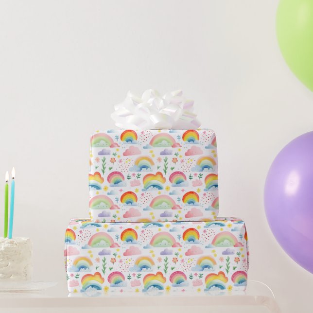  Rainbows and Rainbow Colored Flowers Geschenkpapier (Partygeschenke)