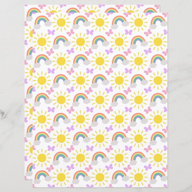 Rainbows & Butterfells Scrapbook Paper (Vorne/Hinten)