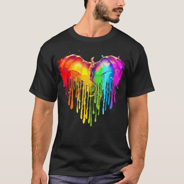 Rainbows Dragons Heart Classic for Lgbt Gay Les T-Shirt (Vorderseite)
