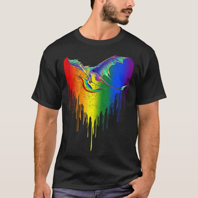 Rainbows Dragons Heart Classic für LGBT Gay Les T- T-Shirt (Vorderseite)