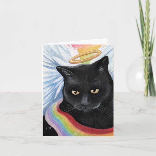 Rainbow's End Angel Cat Painting Note Card Karte (Vorderseite)