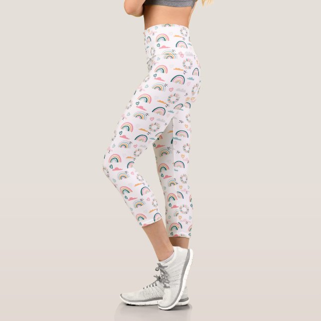 Rainbows & Herz-Muster Capri Leggings (Links)
