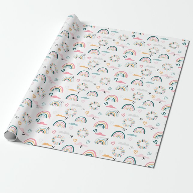 Rainbows & Herz-Muster Geschenkpapier (Ungerollt)