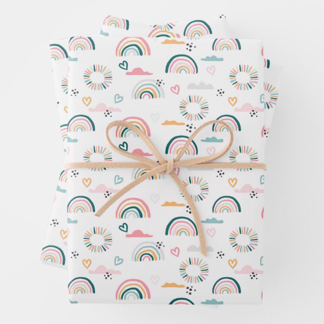 Rainbows & Herz-Muster Geschenkpapier Set (Beispiel)