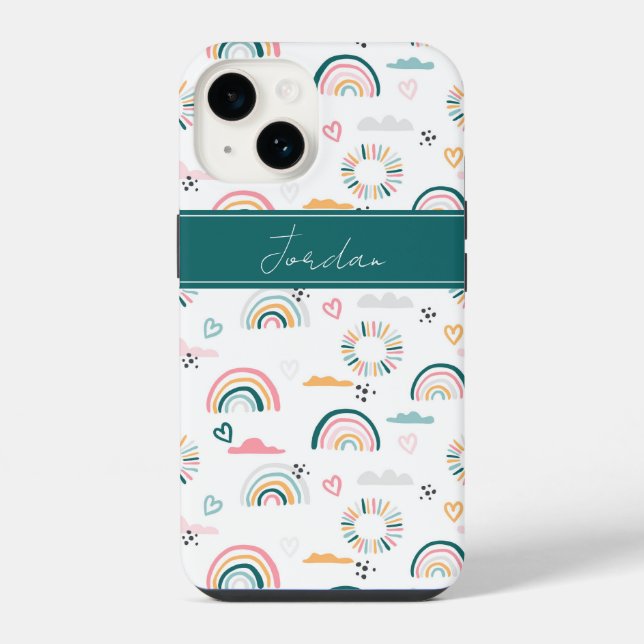 Rainbows & Herz-Muster iPhone Hülle (Rückseite)