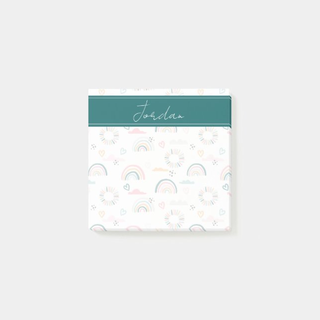 Rainbows & Herz-Muster Post-it Klebezettel (Vorderseite)
