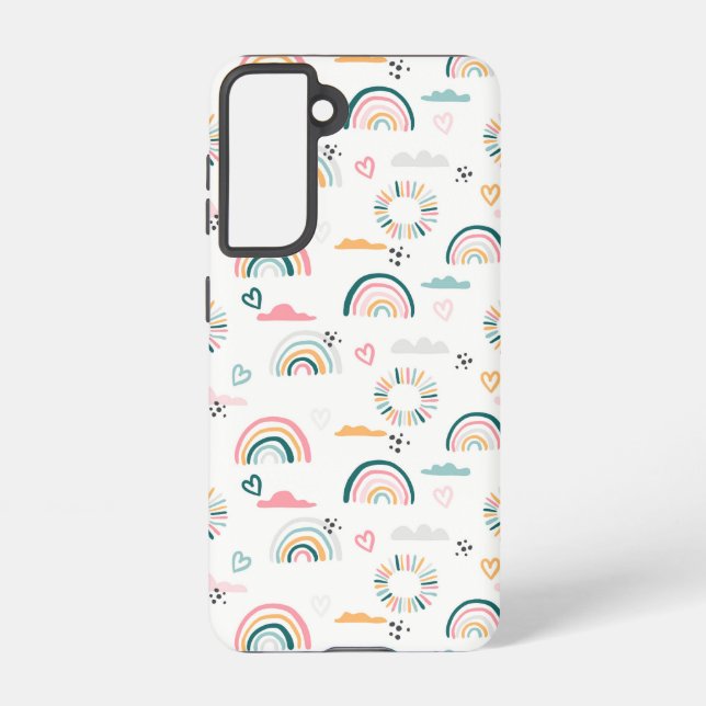 Rainbows & Herz-Muster Samsung Galaxy Hülle (Rückseite)