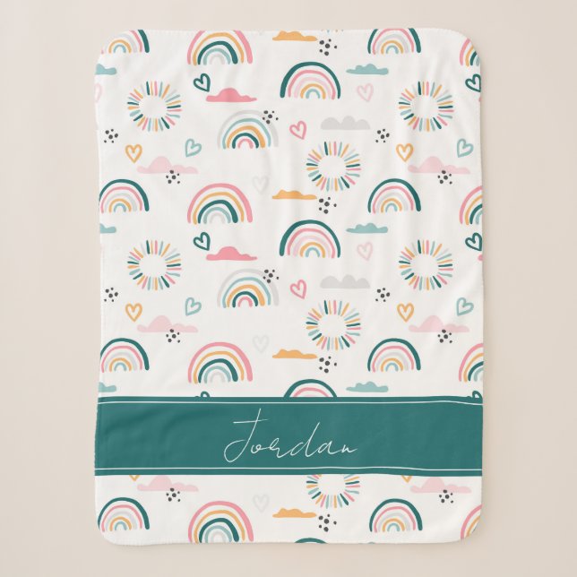Rainbows & Herz-Muster Sherpadecke (Vorderseite)