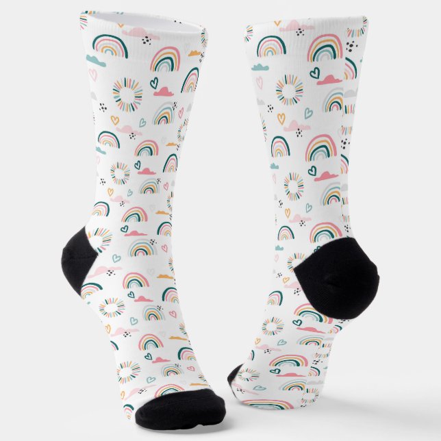 Rainbows & Herz-Muster Socken (Gewinkelt)