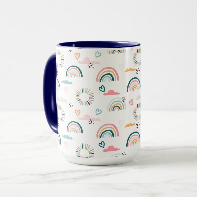 Rainbows & Herz-Muster Tasse (Vorderseite Links)