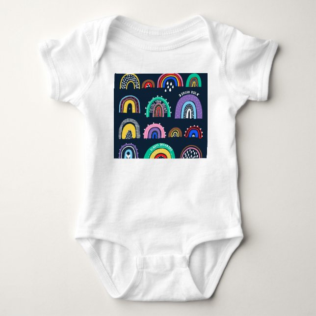 Rainbows im dunklen, handgezeichnet Stil. Baby Strampler (Vorderseite)