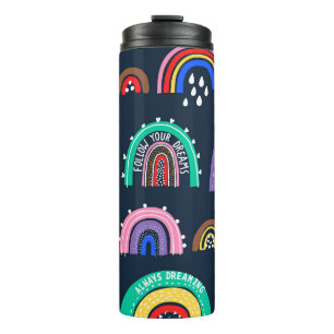 Rainbows im dunklen, handgezeichnet Stil. Thermosbecher