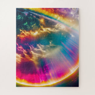 Rainbows Light Shine From Clouds in Starry Sky Puzzle