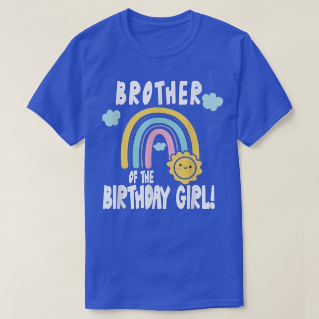 Rainbows & Sunshine Party Bruder des Geburtstages T-Shirt (Design vorne)