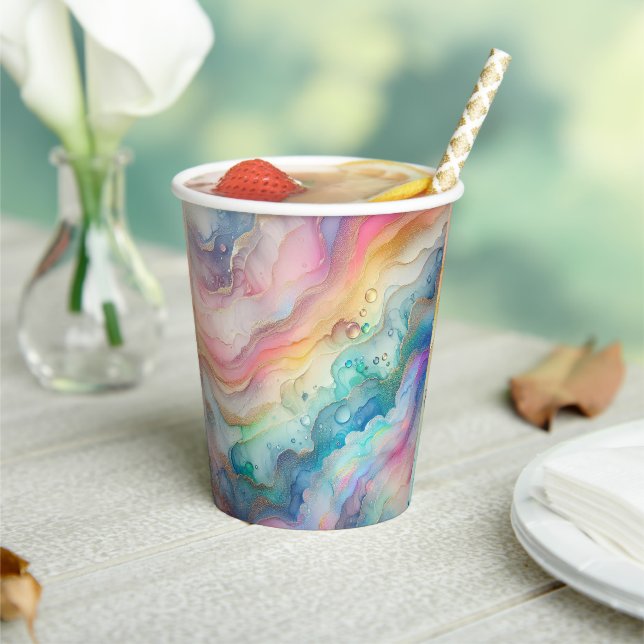 Rainbows und Blasen Papier & Party Teller Pappbecher (In Situ)