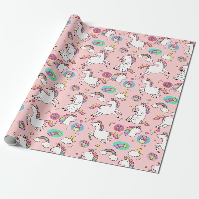 Rainbows und Einhornwickelpapier Geschenkpapier (Ungerollt)