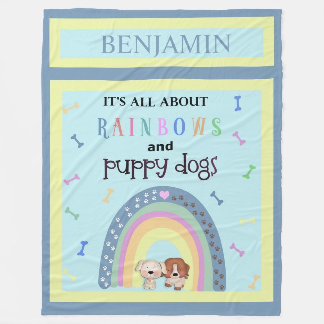 Rainbows und Hunde Niedlich Fleece Blanket (Vorderseite)