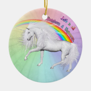 Rainbows und Unicorns Keramik Ornament