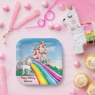Rainbows & Unicorns Girl's Birthday Party Pappteller