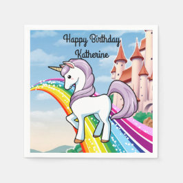 Rainbows & Unicorns Girl's Birthday Party Serviette