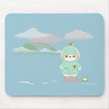 Raincoat Mochi an einem Regentag mit Frosch und Sc