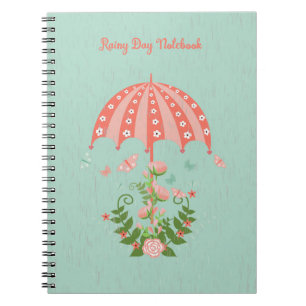 Rainday Notebook in Peach and Green Notizblock