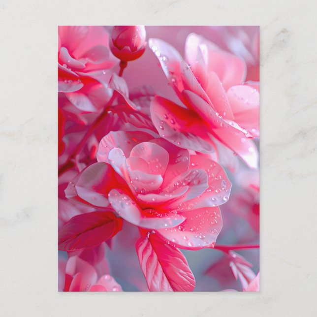 Raindrop Blush Pink Blossom Feiertagspostkarte (Vorderseite)