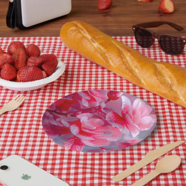 Raindrop Blush Pink Blossom Pappteller (Picknick)