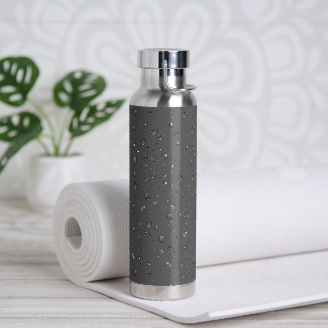 Raindrop-Design auf Grau Trinkflasche (Yoga)