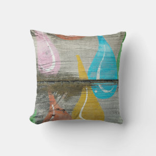 Raindrop-Design auf rustikalem Holz Kissen