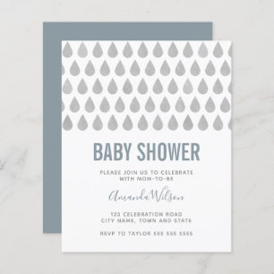 Raindrop Dusty Blue Gray Watercolor Babydusche in