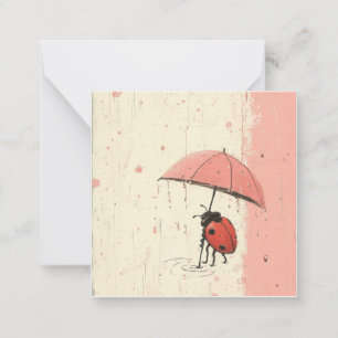 Raindrop Echoes: Minimalistische Ladybug Mitteilungskarte