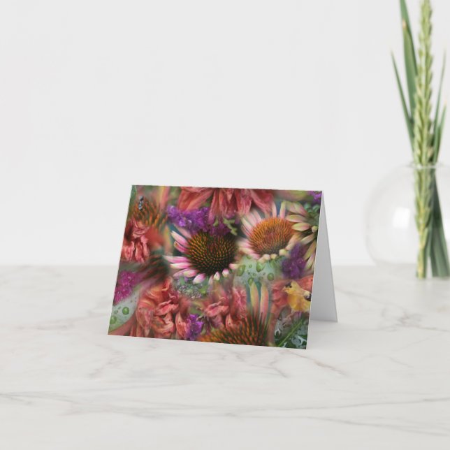 Raindropped Blumen notecard Karte (Vorderseite)