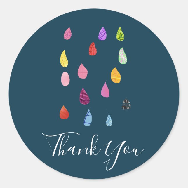 Raindrops Art Collage niedliche Collage boho Runder Aufkleber (Vorderseite)