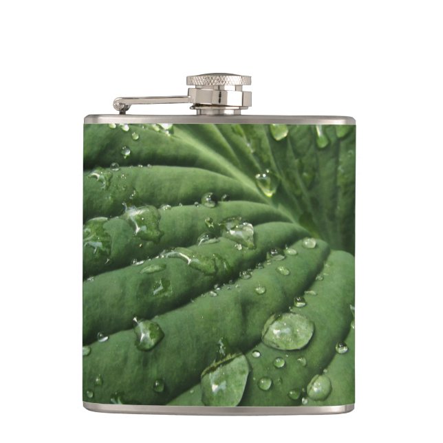 Raindrops auf der Herberge Leaf Flask Flachmann (Vorderseite)