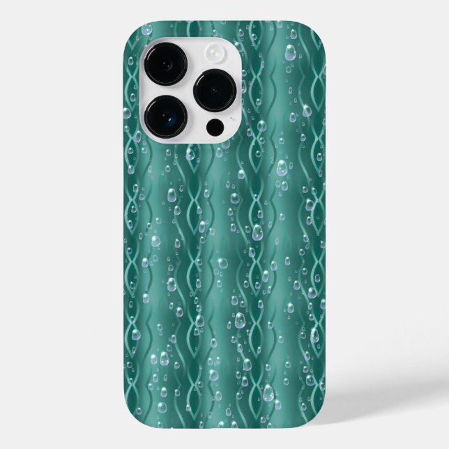 Raindrops auf grünem Metall Case-Mate iPhone Hülle (Rückseite)