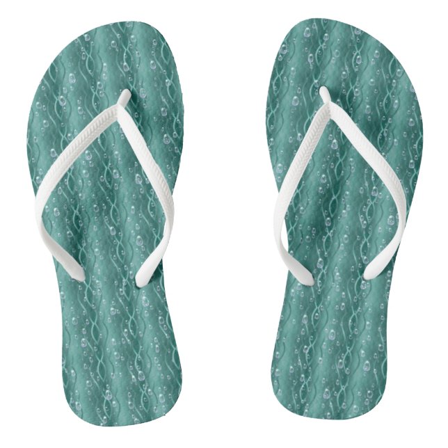 Raindrops auf grünem Metall Flip Flops (Fußbett)