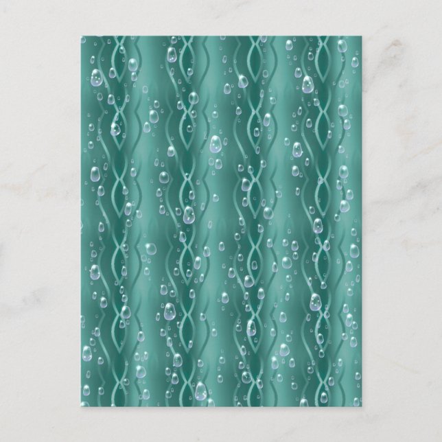 Raindrops auf grünem Metall Postkarte (Vorderseite)