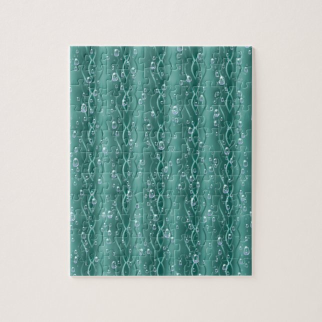 Raindrops auf grünem Metall Puzzle (Vertikal)