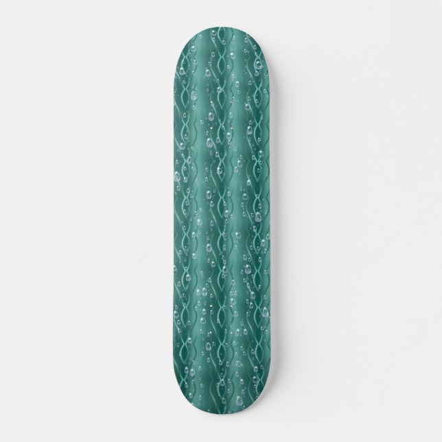 Raindrops auf grünem Metall Skateboard (Vorne)
