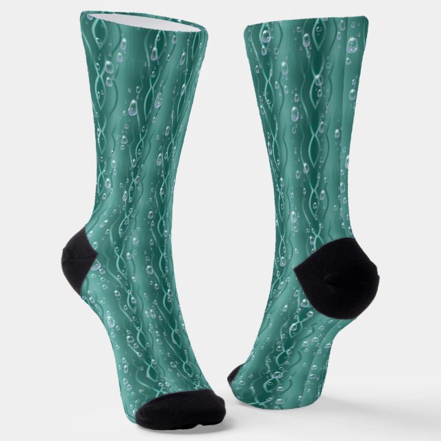 Raindrops auf grünem Metall Socken (Gewinkelt)