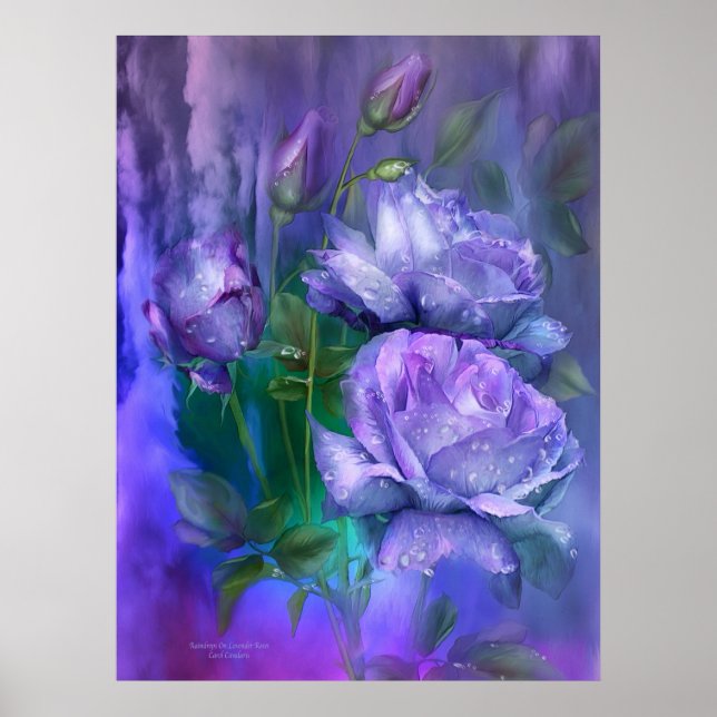 Raindrops auf Lavendel Rose Art Poster/Print Poster (Vorne)