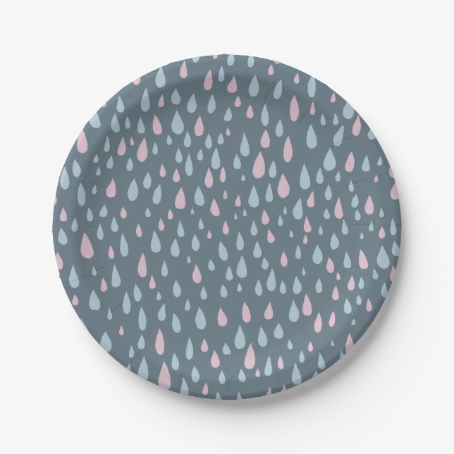Raindrops Baby Shower Pappteller (Vorderseite)
