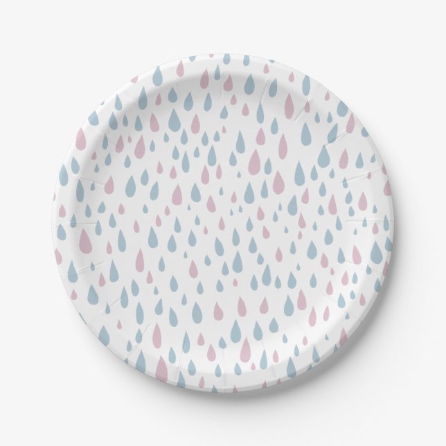 Raindrops Baby Shower Pappteller (Vorderseite)